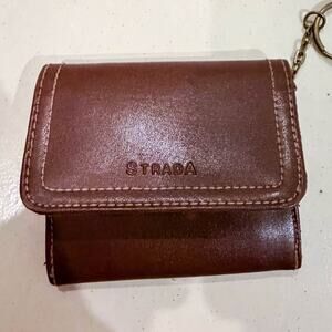 Strada Brown Leather Keychain Wallet